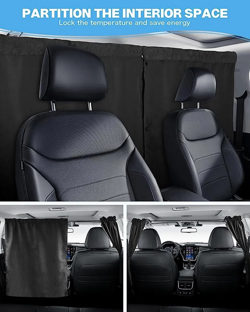 Cortinas separadoras para coche, protección solar, cortina de ventana trasera, cortina de separación, cortina de privacidad extraíble, protección visual para todos los coches, viajes, camping