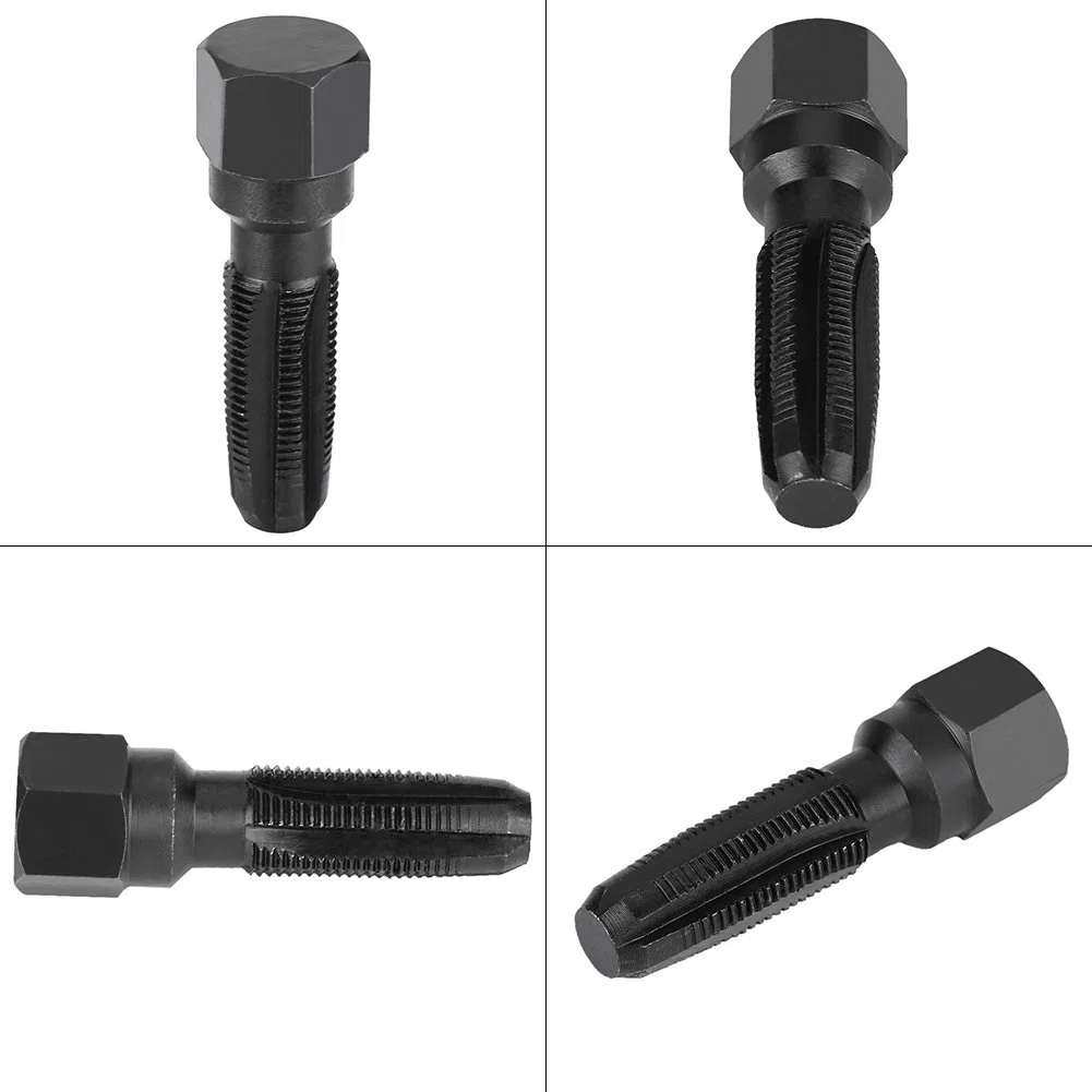 Kit de reparación de roscas de bujías, 5 piezas de acero al carbono, herramientas de roscado de bujías con rciones para reparación de bujías de 14 mm