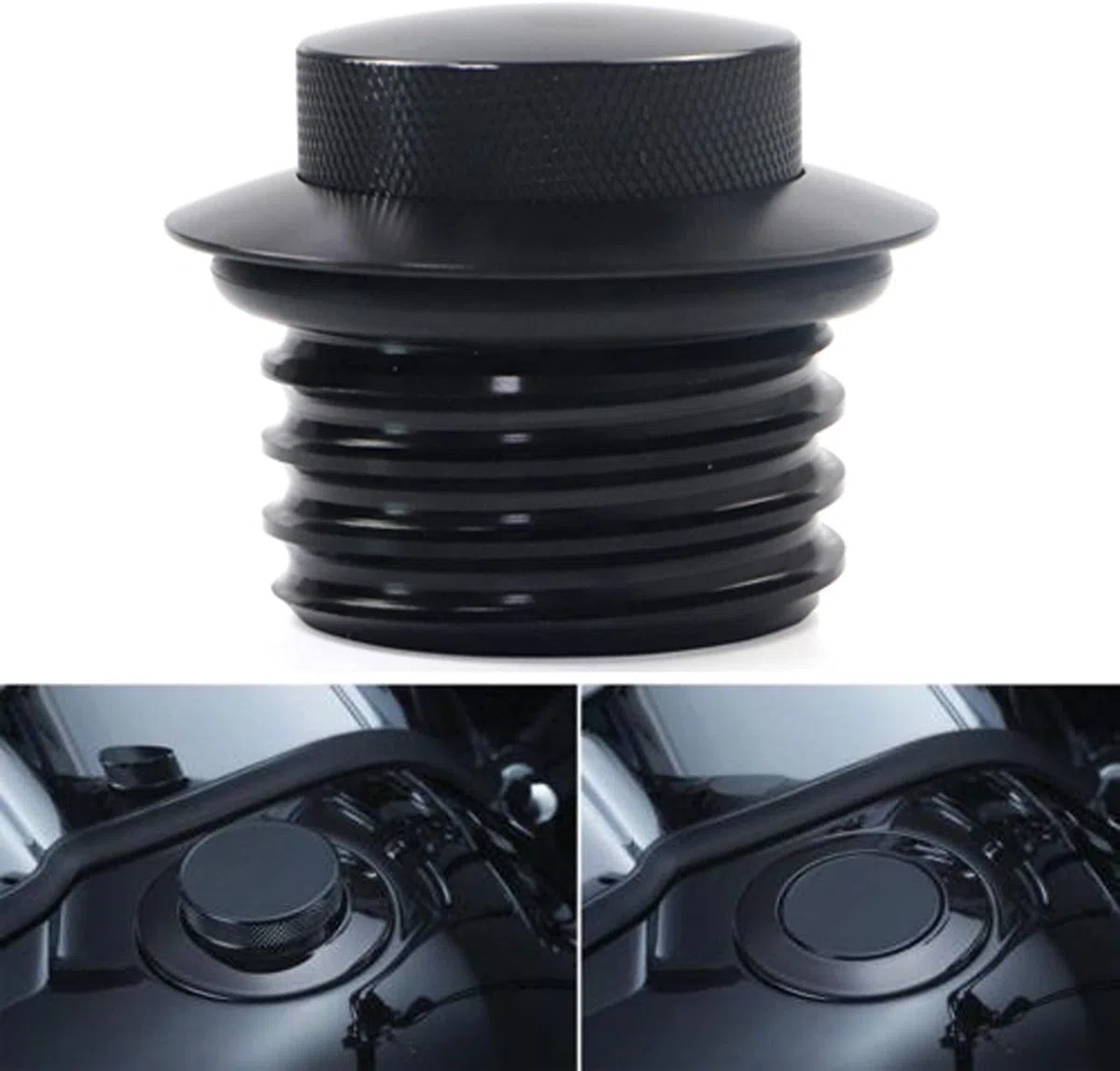 WANLIAN - Tapa de gasolina negra con función de apertura automática, ventilada, rosca regular, compatible con Harley Davidson 1982-2010