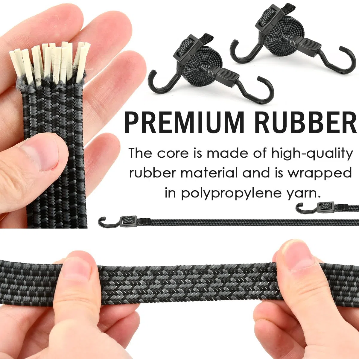 Cuerdas elásticas con Ganchos,Tensores de Equipaje Ajustables,Correas Elasticas Planas de Goma,Pulpos Elásticos Transporte,Cinchas de Amarre para Baca Coches,Toldos, Moto, Maleteros, Camping
