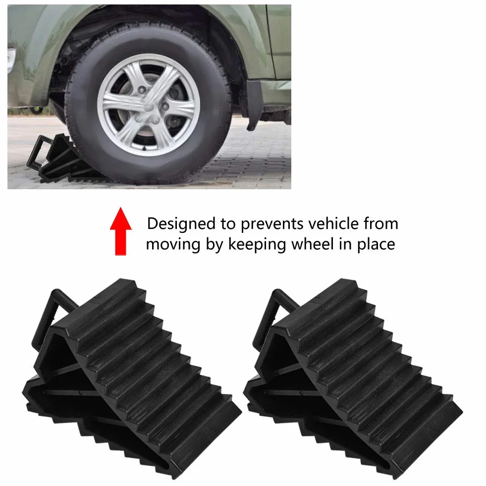 Juego de 2 Calzos Antideslizantes de Plástico ABS 15.5x9x10cm – Cuñas de Alineación para Ruedas de Coche, Caravana, Autocaravana y Camión