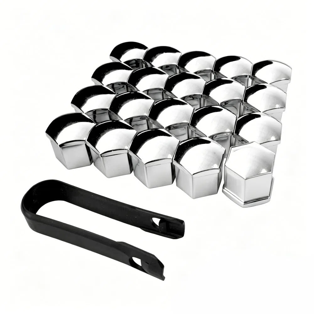 20 Piezas Cubre Tornillos Llantas para Tesla Model S, Tapa de Tuerca de Rueda Tapones Protección de Pernos con Herramienta,Silver-21mm