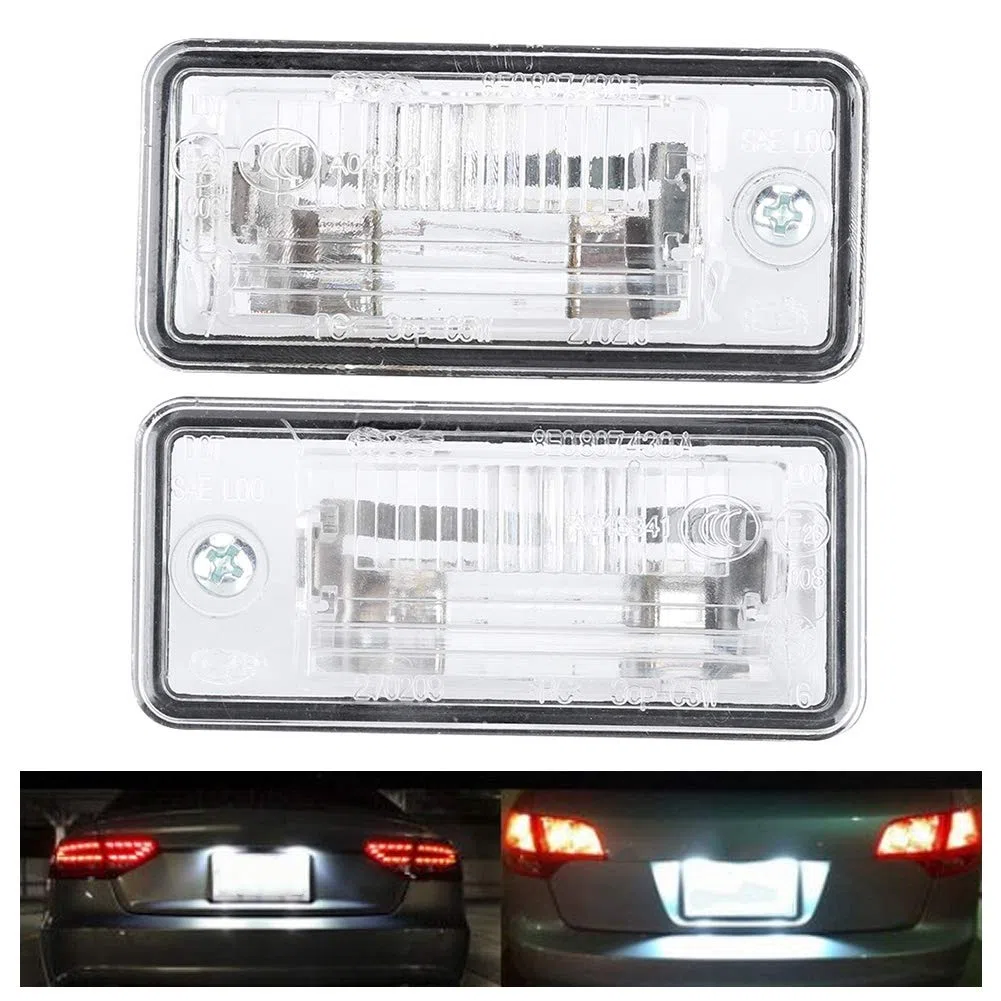 Qiilu Par de luces de matrícula 8E0807430A 8E0807430B para C6 D3 RS4 T7z394, Transparent