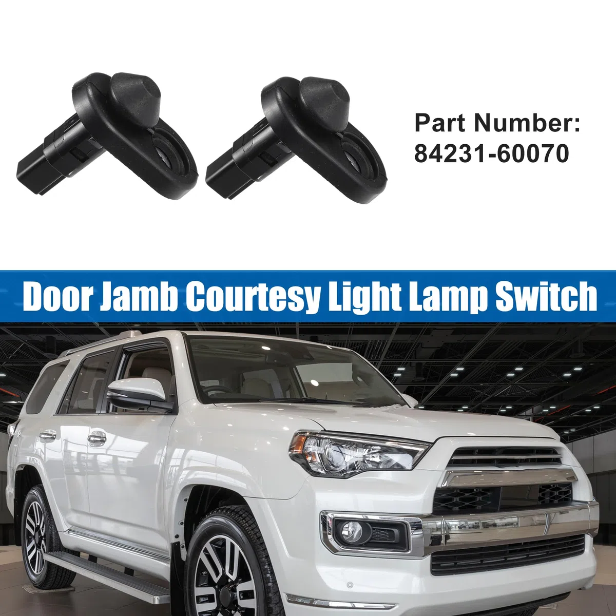 Motoforti Interruptores De Luz De Puerta Delantera Para Toyota 2 Uds | 2Uds., Negro/Plateado, Metal/Plástico, OE:8423152010/8423160070, Delantera, Para 4Runner, Corolla, FJ Cruiser, Camry