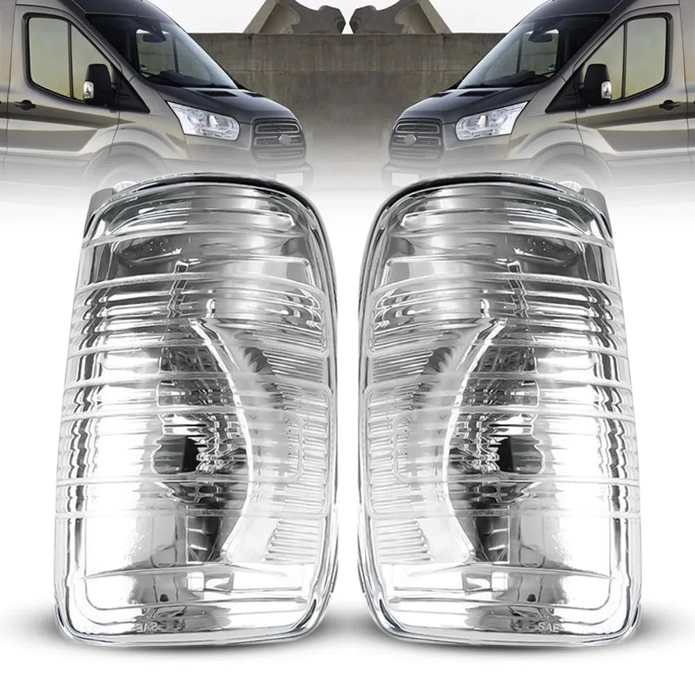 ROBUST - Juego de lentes de luz indicadora de espejo retrovisor transparente izquierdo y derecho para Ford Transit Mk8 2014-2019 BK3113B382AB BK3113B381AB 1847387 1847389
