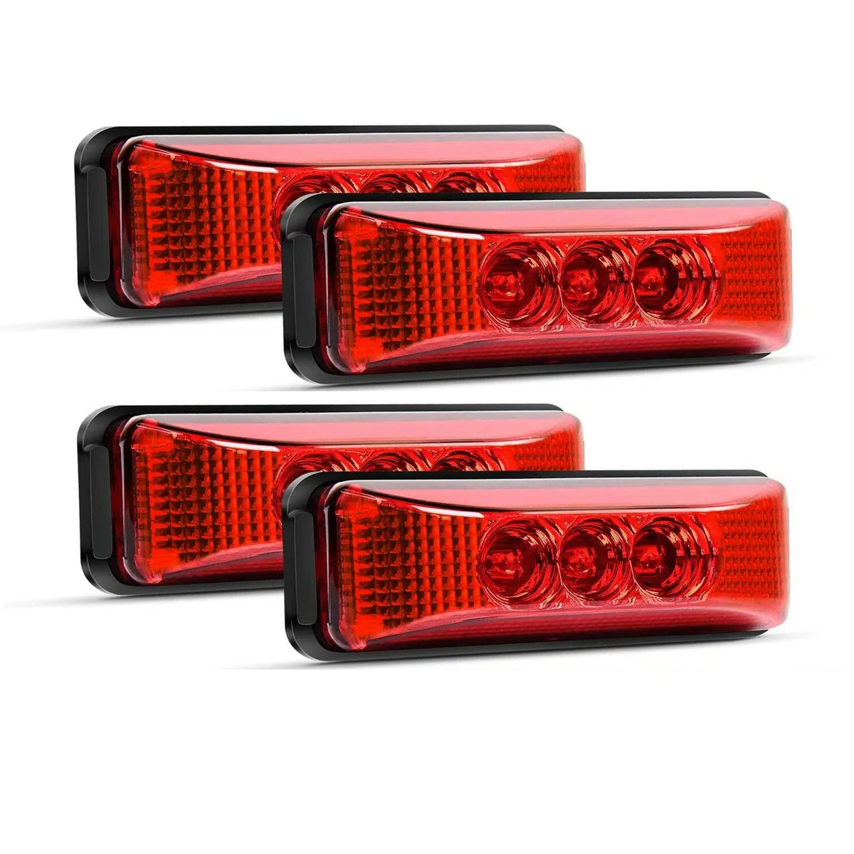 Juego de 4 Luces de Galibo para Remolque con 3 LED - Luces de Posición Laterales LED 12V/24V 103mm Estancas Universales para Camión Remolque Autocaravana Barco Vehículos Pesados (Rojo)