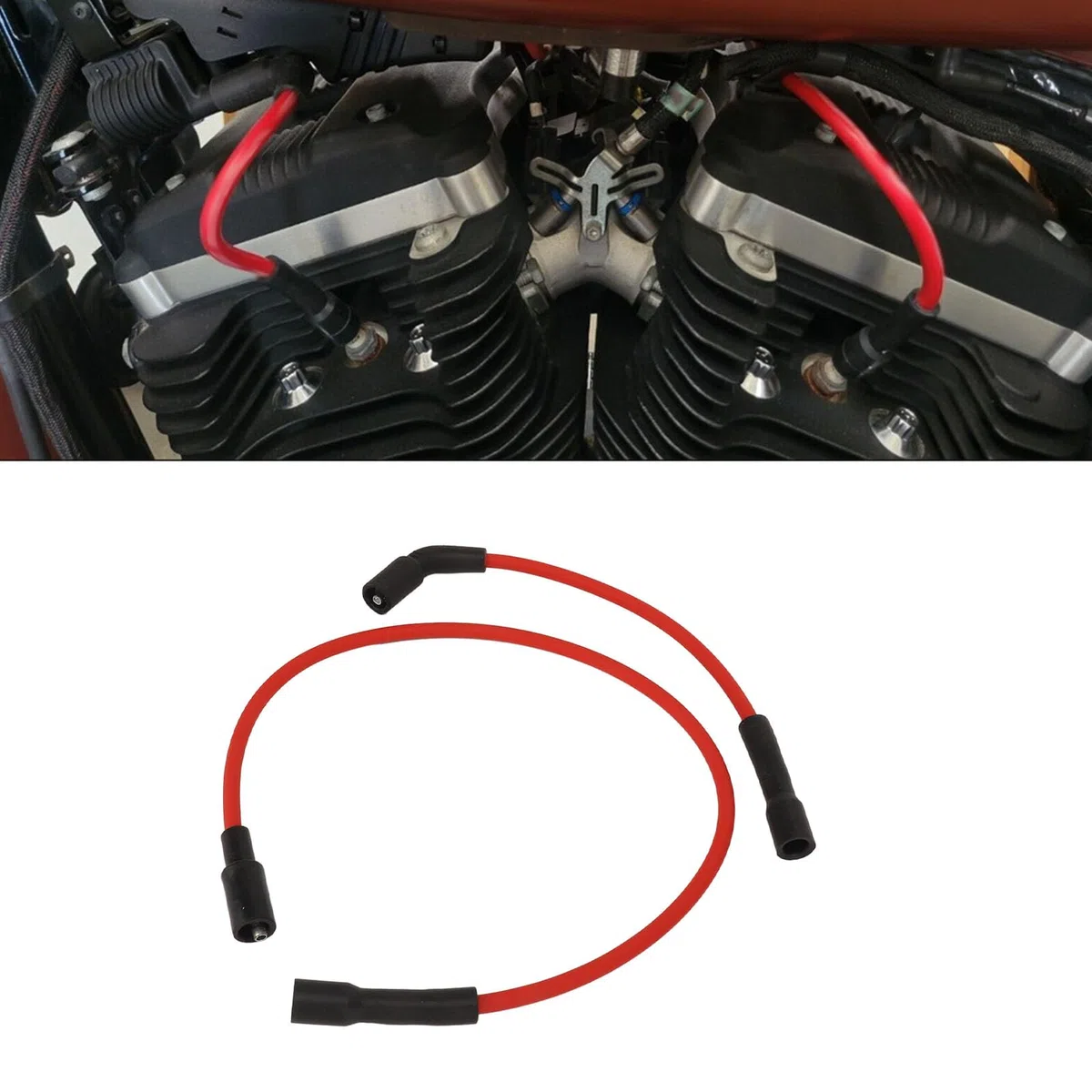Akozon Juego DE Cables DE Bujía DE 2 Piezas DE 8 Mm Kit DE Cables DE Encendido DE Bujía DE Goma para XL883 XL883C 883 XL883L XL883N XL883R 883R CONDUCCIÓN DE CHISPA MEJORADA RENDIMIENTO