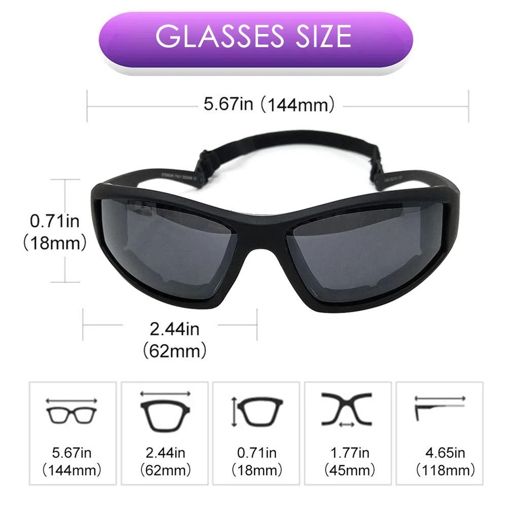 TERAISE Gafas de montar de la motocicleta gafas de esquí de seguridad UV400 ajustable gafas de sol a prueba de polvo a prueba de viento antiniebla para varios deportes al aire libre