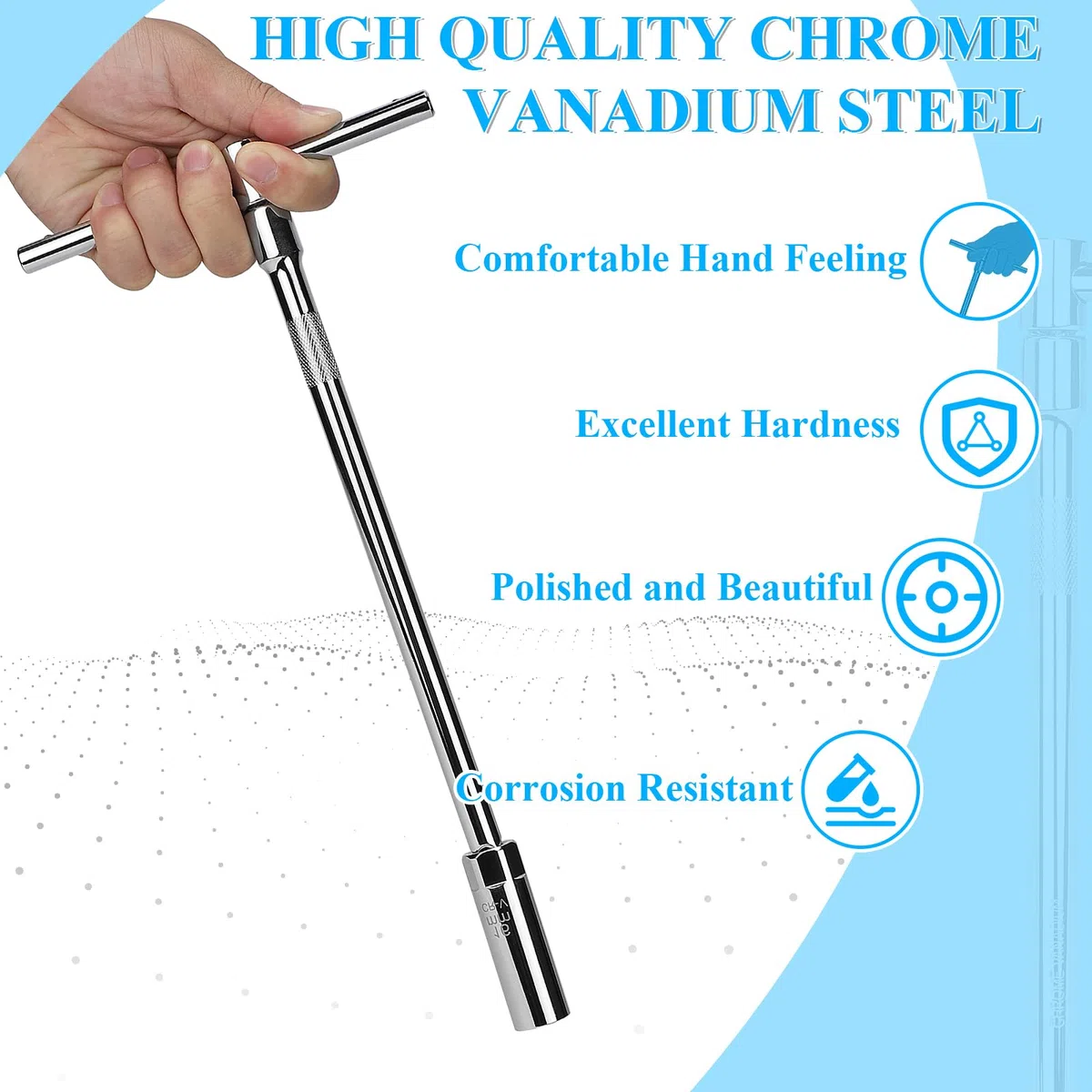 efuturetime Llave Bujias 14/16mm Llave de Bujía Magnética 3/8", 12 Puntos Llave Bujía con Deslizable Mango en T, Combinaciones Flexibles