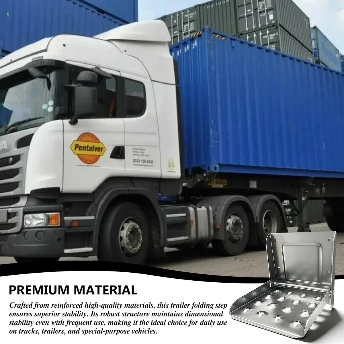 GBKDQQ - Escalera plegable para camiones, peldaño plegable, hojalata galvanizada, ayuda para subir hasta 150 kg, 190x180mm, escalera plegable para subir para accesorios de furgoneta, autocaravana