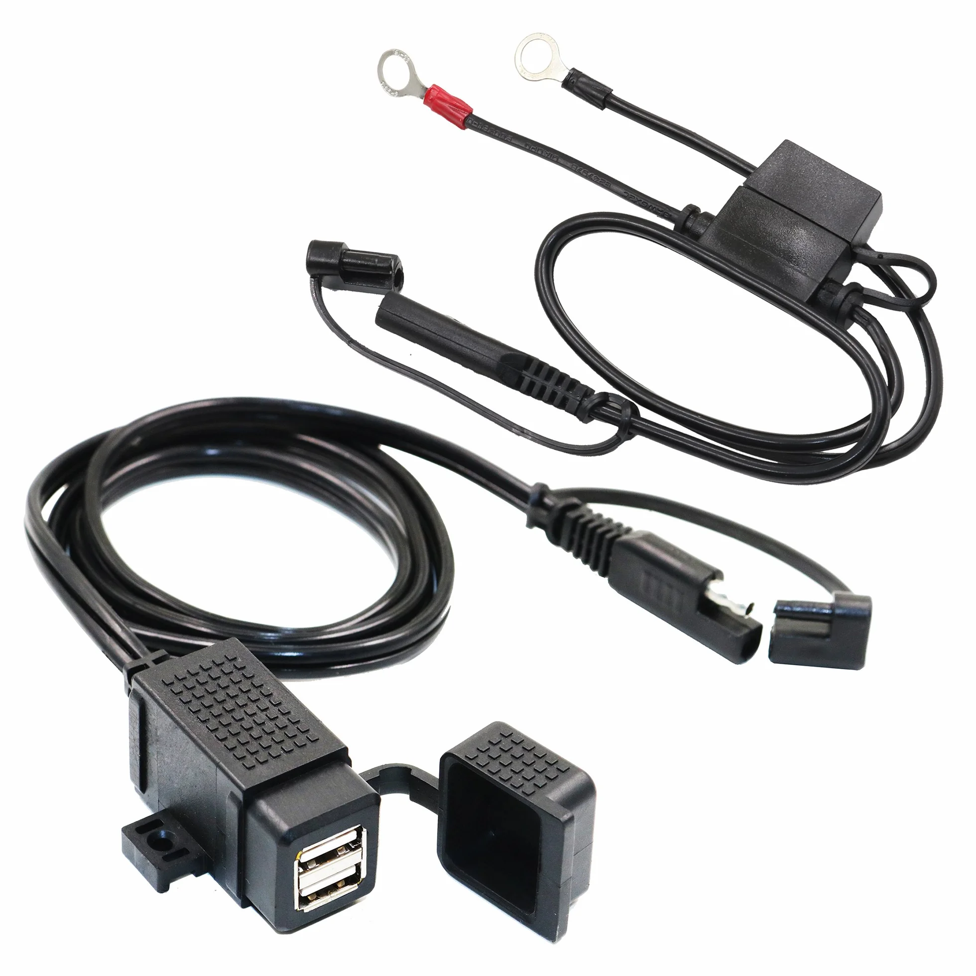 MOTOPOWER MP0609EA - Cargador Doble USB para Motocicleta (3,1 A, Impermeable, con arneses SAE)