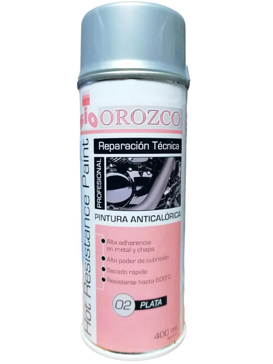 SIO Pintura Anticalórica Gris Plata Spray 400 ml – Pintura Alta Temperatura Resistente al Calor para Escape, Motor, Metal y Chimeneas – Secado Rápido, Anticorrosión, Uso Automoción e Industrial