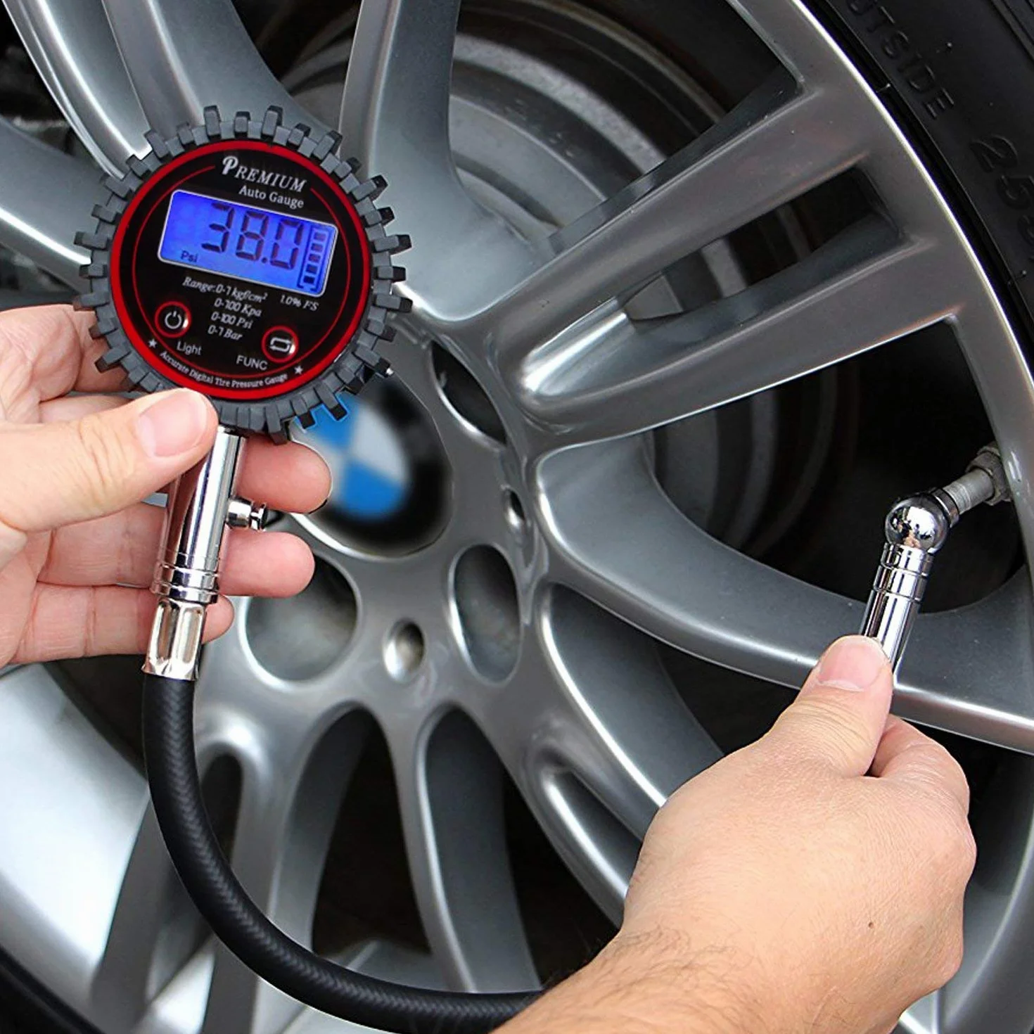 Medidor de Presión de Neumáticos Digital, Manometro Presion Neumaticos de Automóviles para bicicleta motocicleta con camioneta y pantalla LCD retroiluminada