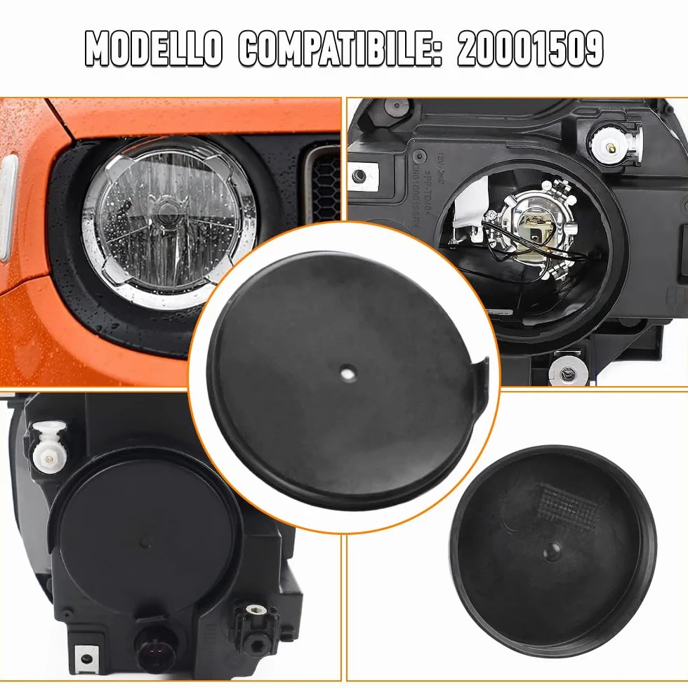 Baceyong Cubierta antipolvo para faros, tapa de carcasa de goma, tapa de extensión de bombilla LED, compatible con Jeep Renegade versión 2016, Compatible con Peugeot, 20001509, 6203E4