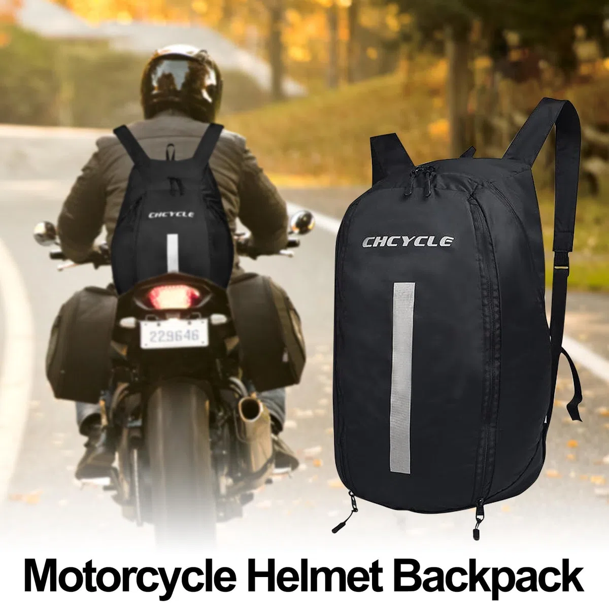 Genérico Mochila Impermeable para Casco y Laptop, Extensible, 20-35L, Resistente al Agua, Portátil
