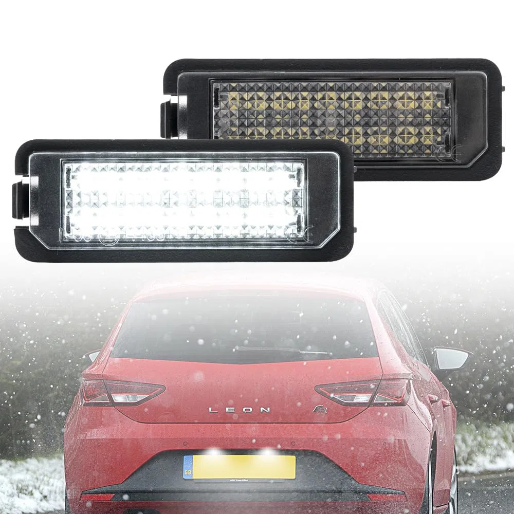 2 luces LED para matrícula compatibles con Seat Leon Mk2 Mk3, Altea XL, Van, Exeo ST/Kombi, lámpara matrícula trasera, iluminación placa LED matrícula 6000K blanco, CANbus sin error