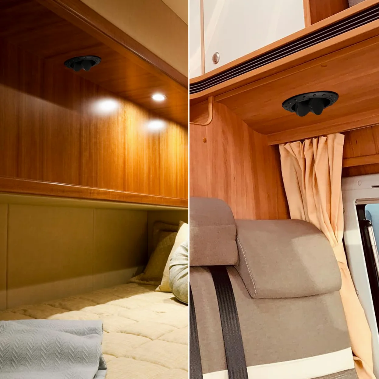 FAVOMOTO 60 mm Calefacción interior del coche A/ventilación cubierta salida, salpicadero, aire acondicionado, aire negro, salida redonda y Louvered Dash para remolques de autocaravanas