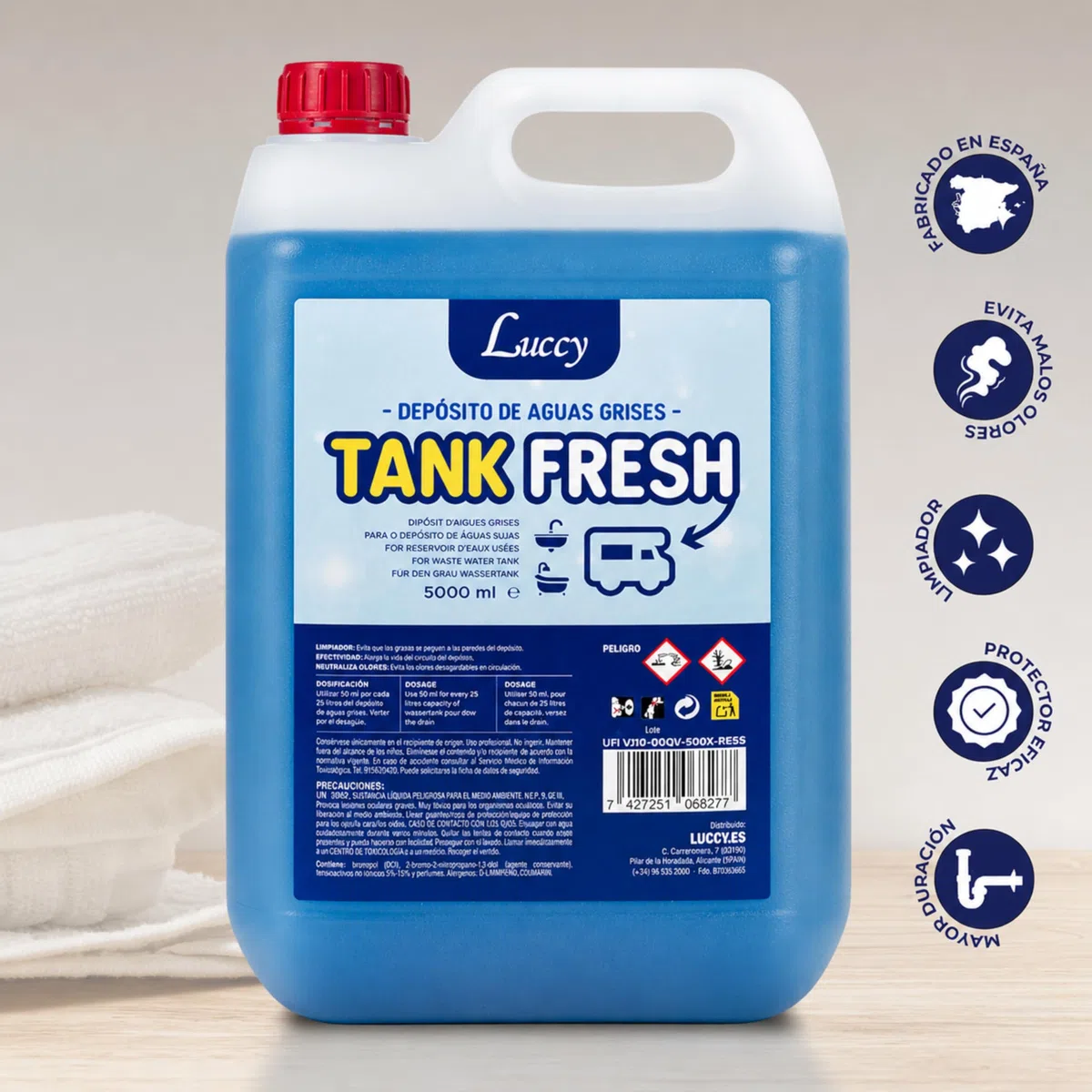 MUNTRADE Tank Fresh 5L | Aditivo para Aguas Grises de Caravanas y Campers