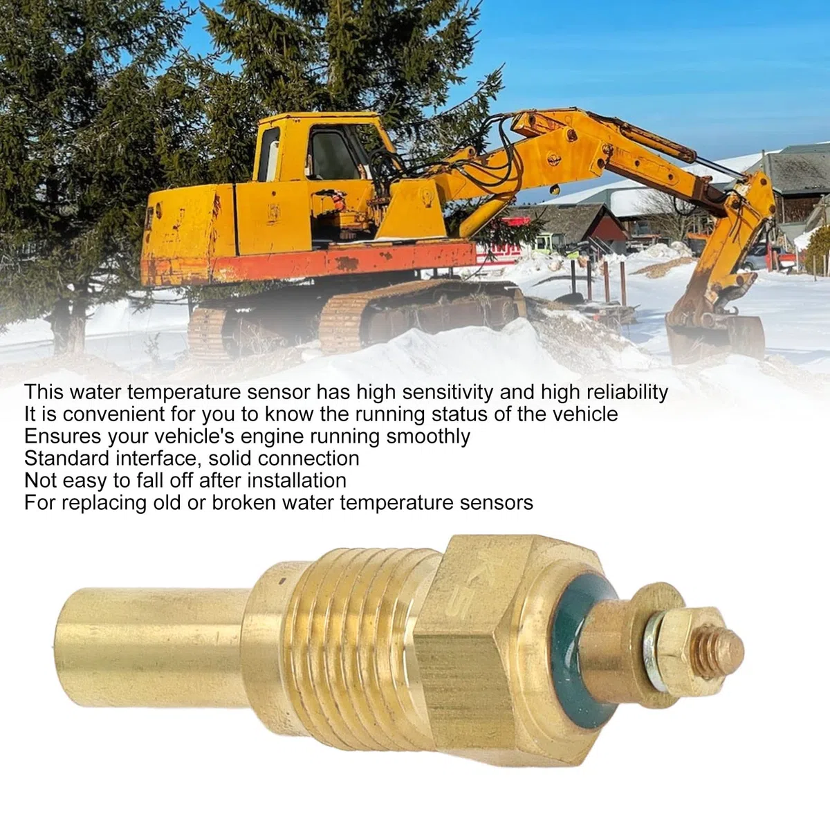 Sensor de temperatura del agua del motor compatible con la excavadora EX200 5 y el motor 6BG1 reemplaza el número OE 42571296 Construcción de latón Componente de monitoreo de