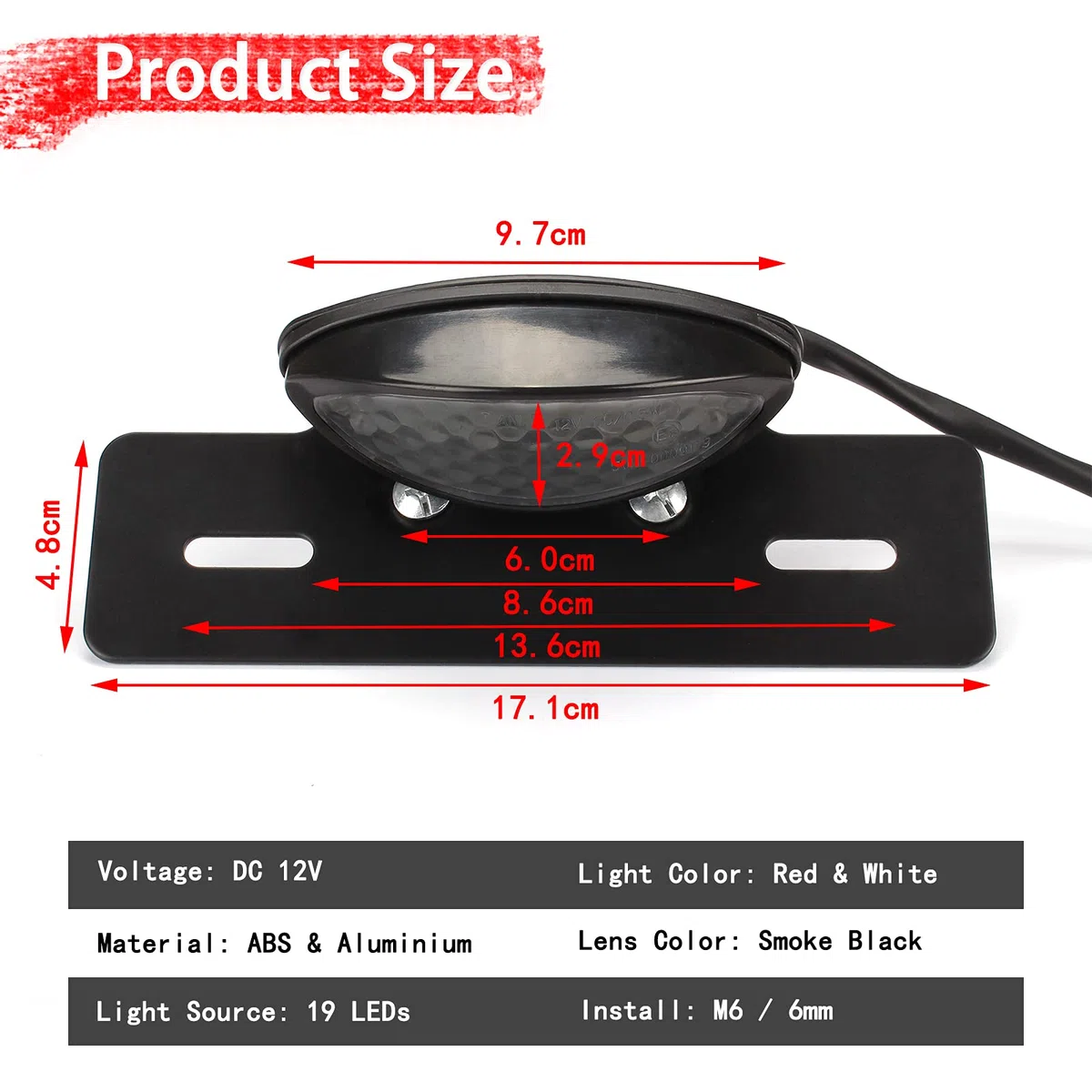 JMTBNO LED Luz Trasera Moto Luz de Freno Luz de Matrícula Lámpara de Luz Roja Homologados 12V Universal para Motocicleta Scooter Bicicleta Quad ATV