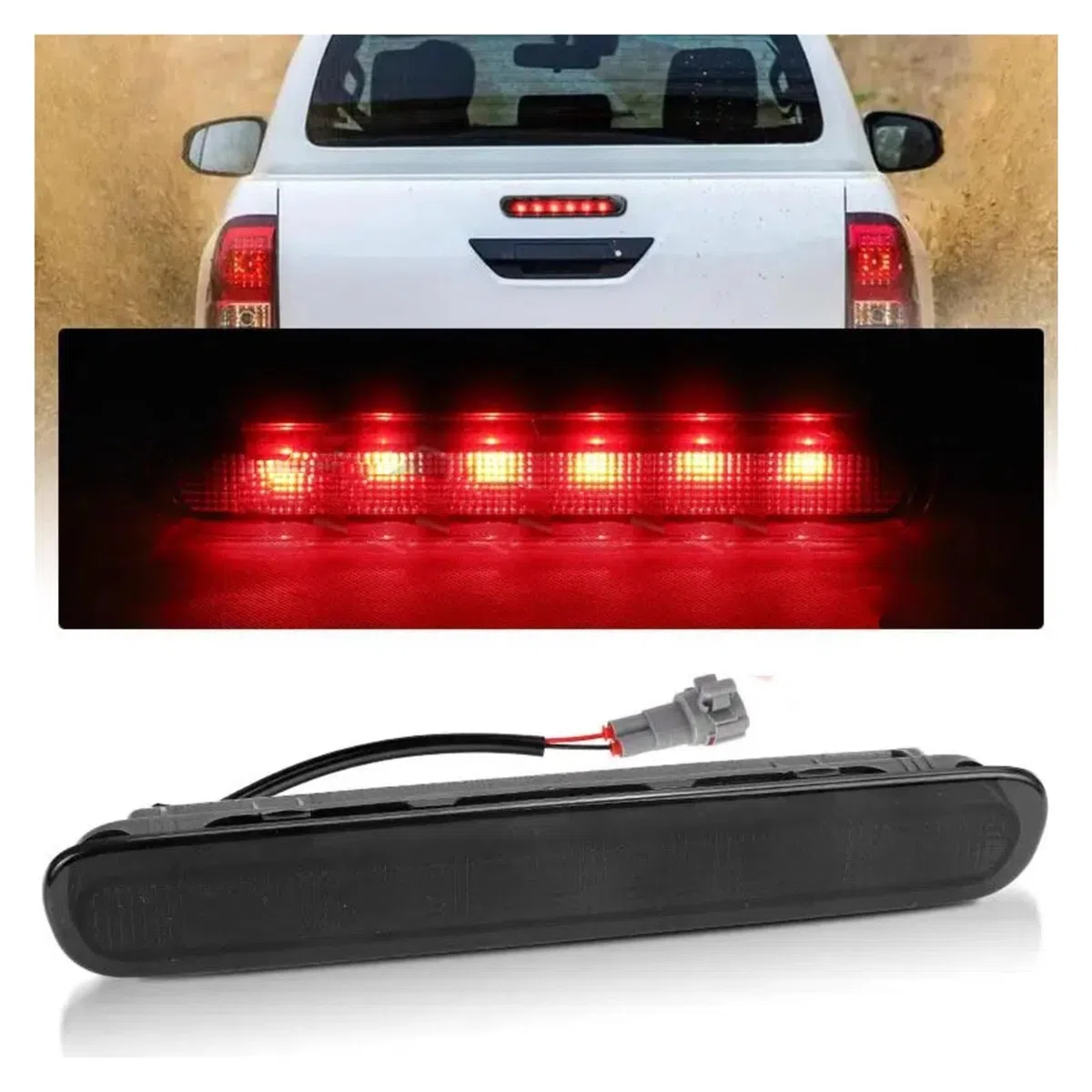 Tercera Luz De Freno para Toyota para Hilux para Vigo 2005 2006 2007 2008 2009 2010 2011 2012 2013 2014 3.ª lámpara de Parada LED luz de Freno Adicional Luz Freno Alto Nivel(Red Lens)