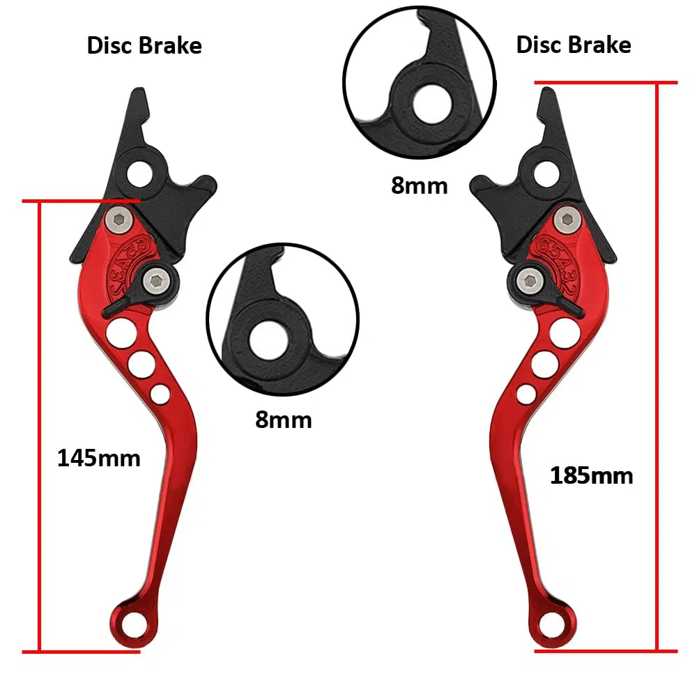 1 Par Palancas Embrague Freno de Motocicleta 22mm Manija de Palanca de Freno 7/8" CNC Aluminio Maneta de Embrague Palanca de Freno de Disco Doble Ajustable Universal Rojo
