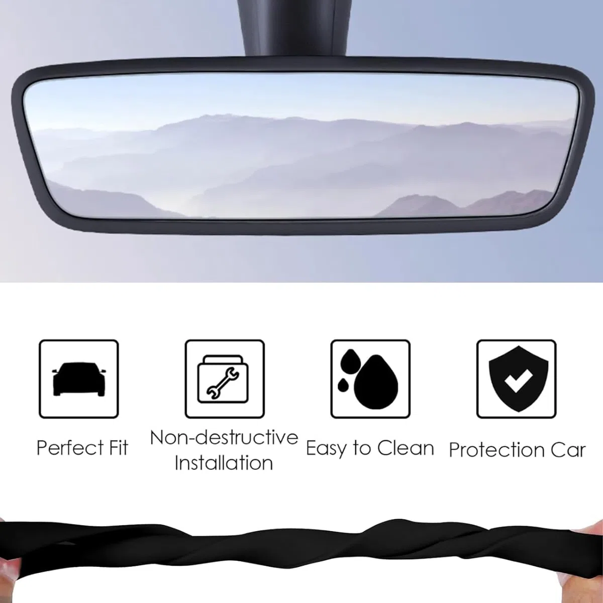3 Protector Pantalla para Tesla Model 3 Highland 2023 2024 2025 2026, Silicona Marco Pantalla Táctil Protector Espejo Retrovisor Cubierta Cámara Privacidad,Black