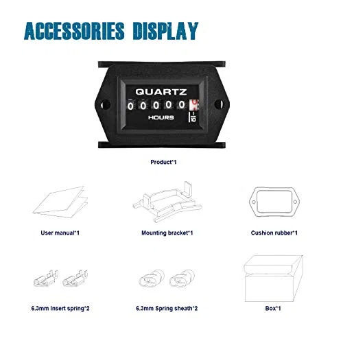 Medidor de horas de cuarzo,CA de 110 V a 250 V,horas totales acumuladas para mantenimiento, almacenamiento de datos para cortacésped generador tractor RV autocaravana (AC110V-250V)