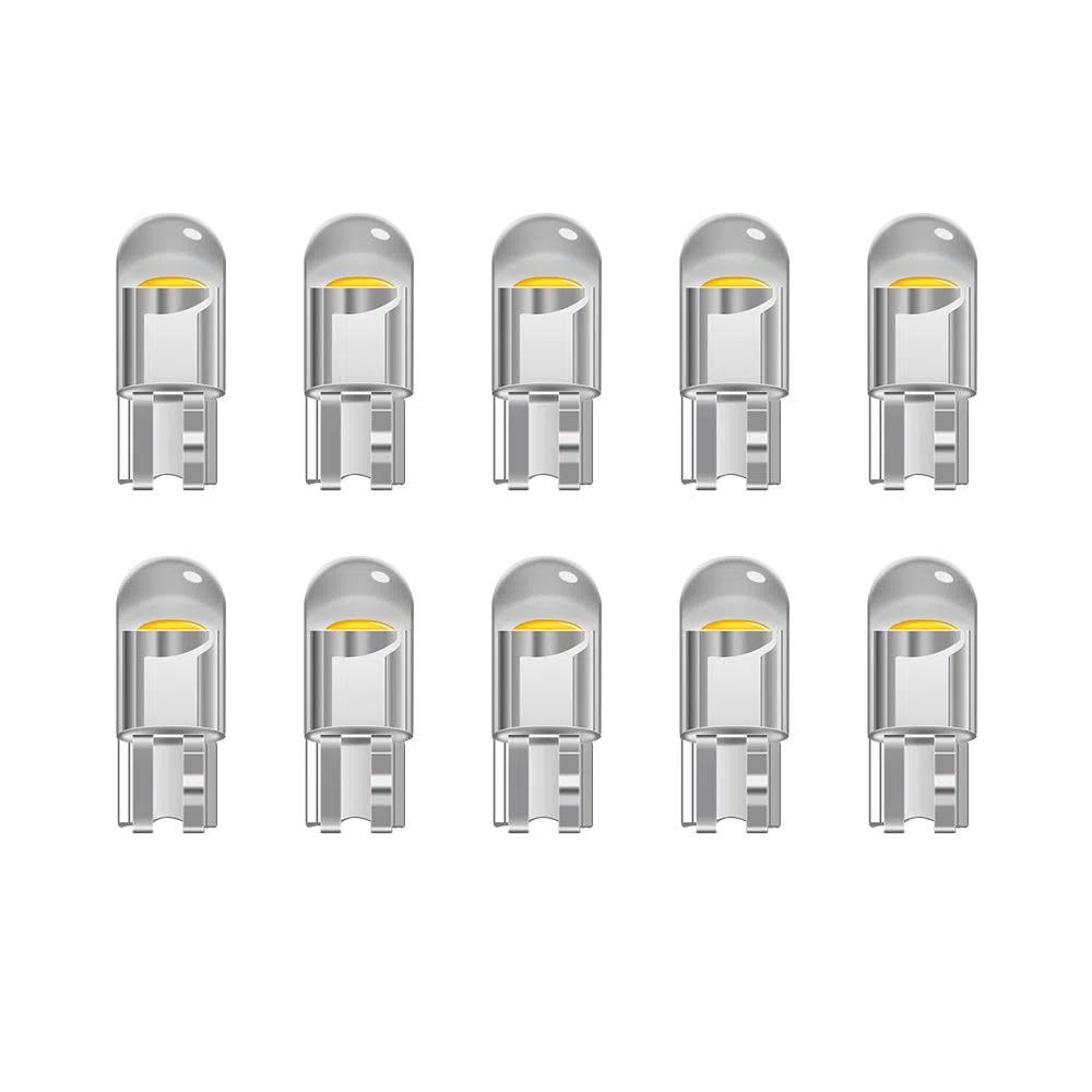10 bombillas LED transparentes T10 W5W 501, 194 168 bombillas LED de 12 V para luces laterales de coche, luz interior, matrícula, salpicadero, bombillas de maletero (amarillo)