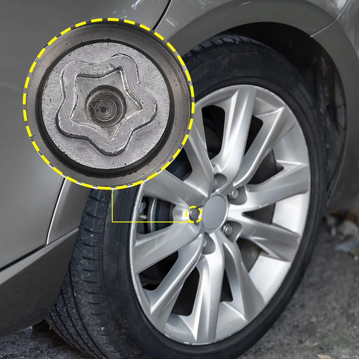 X AUTOHAUX Tuerca De Bloqueo De Rueda para Mercedes-Benz, 1 Unidad, Plata | Color Plata Tono, Material Aleación De Acero, Para Mercedes-Benz, Dimensión 4,1X2,9 Cm, Diámetro Interior 2,4 Cm
