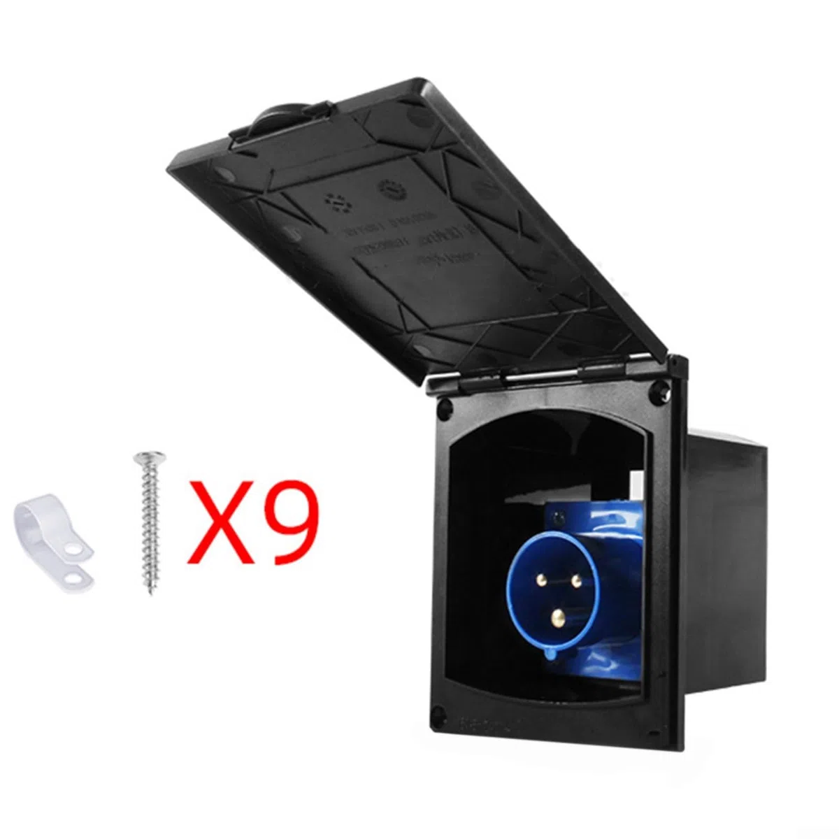 Enchufe de alimentación para caravana RV Camper IP44 impermeable caja de enchufe externo 220V-250V 16A toma de corriente con cubierta protectora para caravana, remolque, casa móvil, instalación al