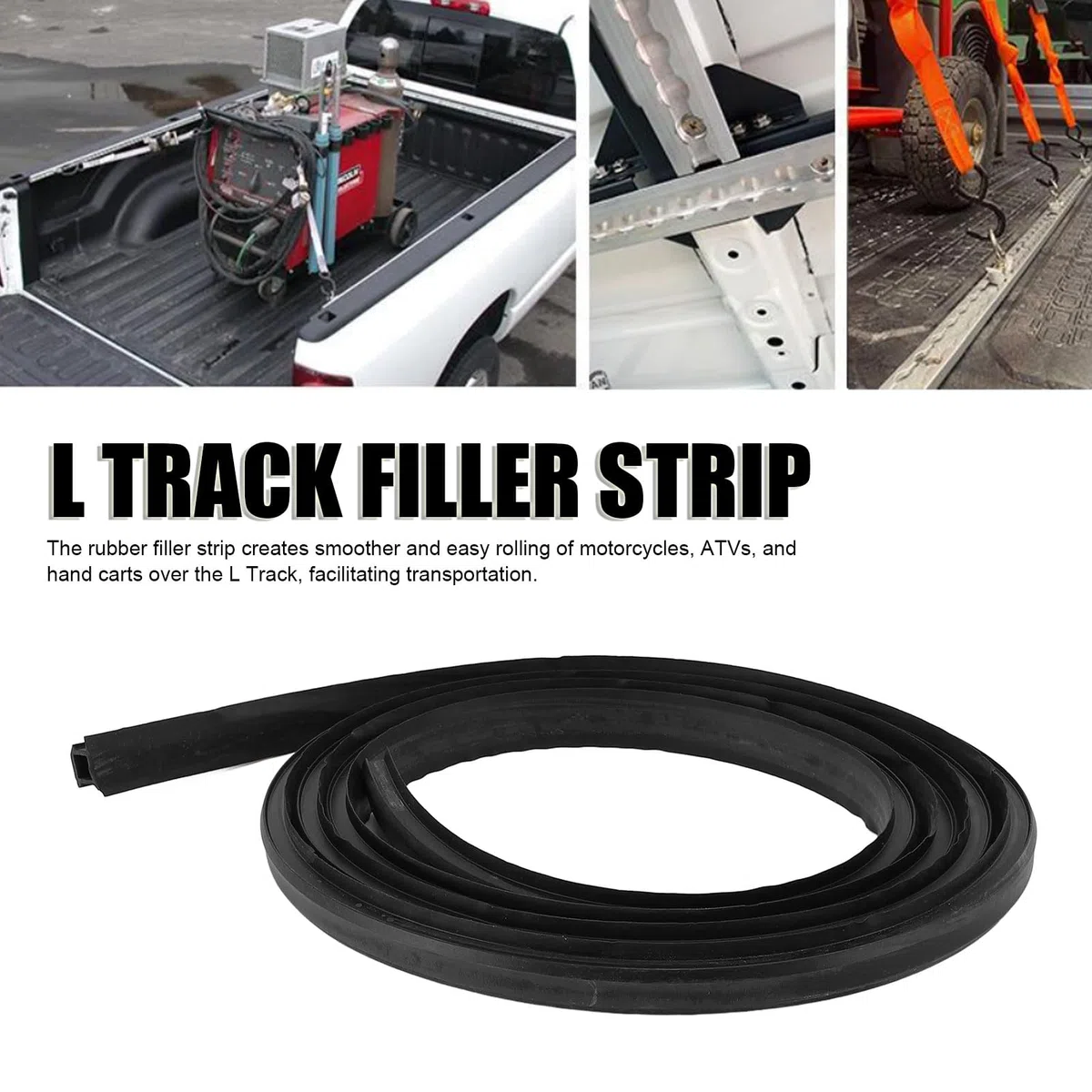 Ausla L Track Filler Rubber Rail Cover Strip 2m (6.56ft) Press-in Protective Strip for Motorcycle ATV Hand Cart Traducción Al español: L Tira de Cubierta de Goma para Relleno de Riel
