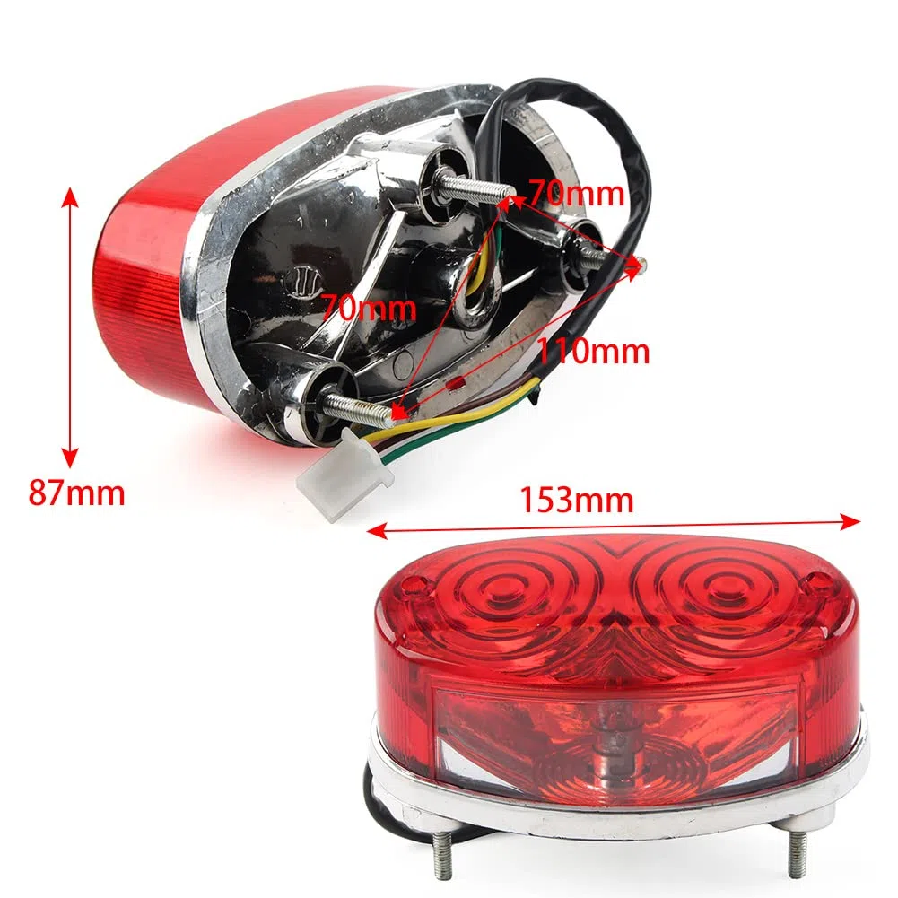 SIKUAI Luz trasera de freno LED para motocicleta Universa 110 mm Para motor de 50 cc, 70 cc, 90 cc, 110 cc, 125 cc, 150 cc, 200 cc y 250 cc, ATV, Quad Bike, 4 ruedas.