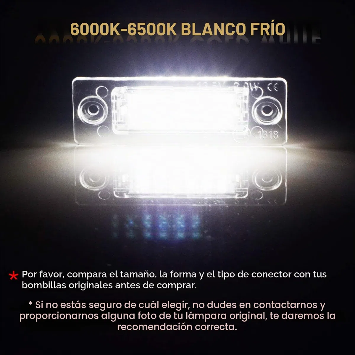 WinPower LED Luces matrícula Lámpara Numero plato 6000K Blanco Compatible con Passat B5.5/B6 Caddy MK3 Golf5 plus Jetta/Syncro MK5 Transporter T5 Touran1 Superb1 3U B5 etc., 2Pcs
