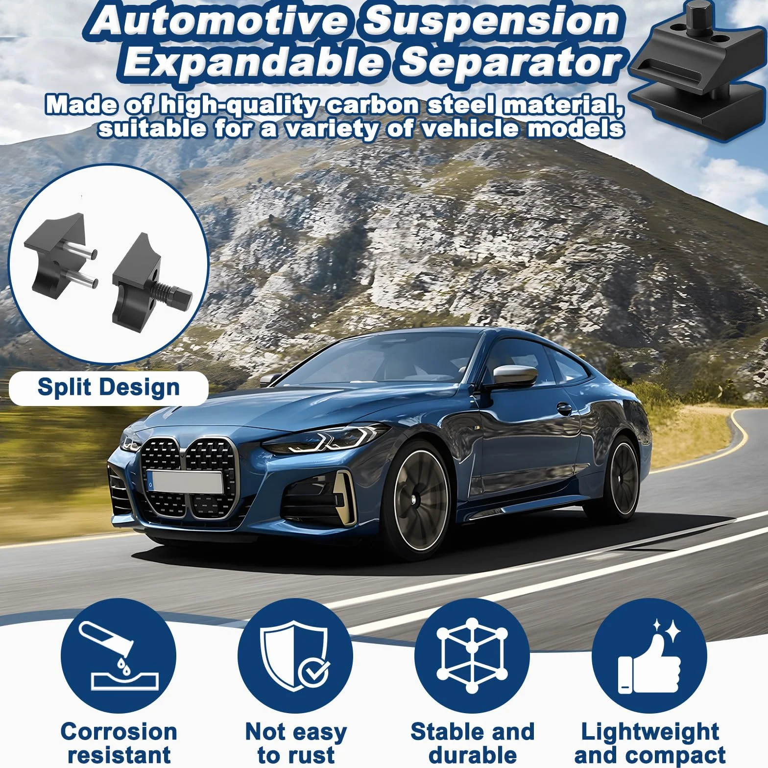 Separador Puntal Suspensión Vehículos, Herramienta Expansión con Guantes & Llave, Esparcidor Buje Dividido, Expansor Nudillo, Separadora Nudillos Dirección, Amortiguador para Auto Universal