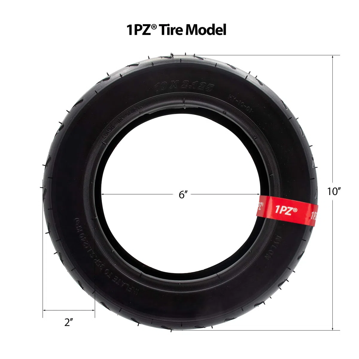 1PZ WMP-5RG Neumático y cámara de aire 10 pulgadas 10 x 2/2.125 para Patinete Eléctrico, silla da paseo, Cochecito Bebé - para Ruedas de 10 pulgadas