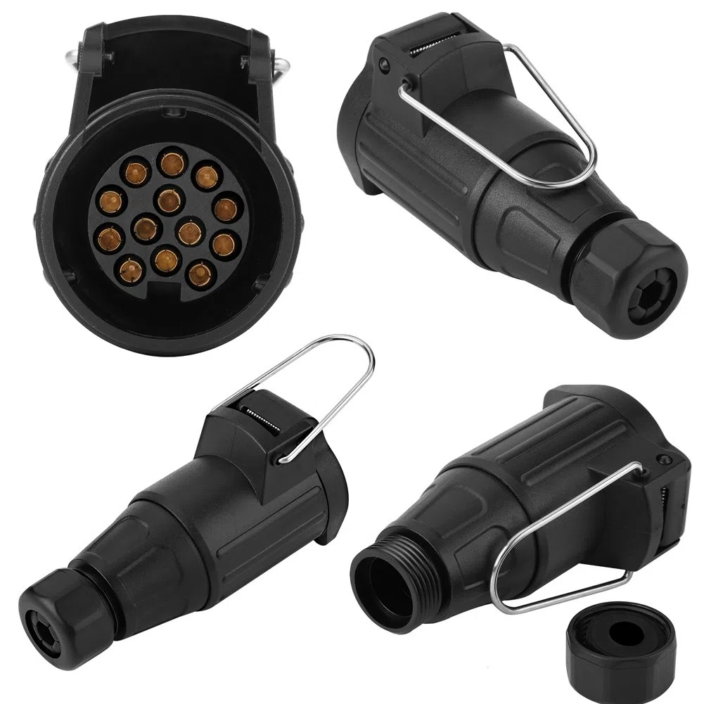 Qiilu 12V 13-Pin Enchufe de Remolque de plástico Enchufe de cableado Adaptador Conector para Remolque Caravana