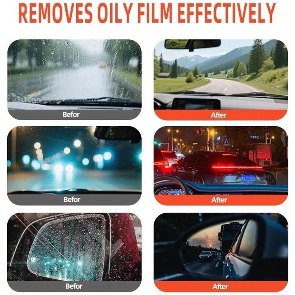Glass Emulsion Cleaner for Car, 100ml Roll-On Car Oil Film Cleaner with Cleaning Board, Removes Oil Film for Clear Windshield and Improved Visibility (1pcs)