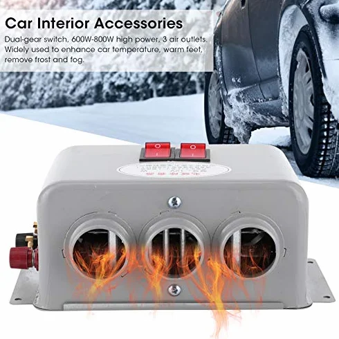 Calentador de Coche de 12 V Calentador de Coche Compacto 3 Orificios 600w 800w Calentador de Calentamiento Rápido de Invierno Eliminación de Escarcha Desempañador de Bajo Nivel
