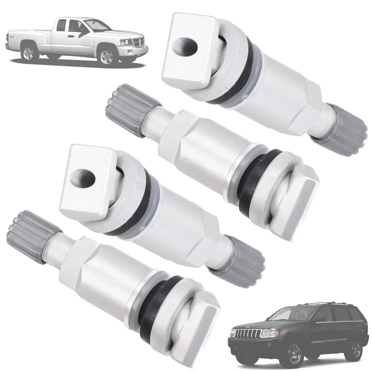Twowinds - Válvula Sensor Presión Neumáticos 68001696AA Compatible con Jeep Patriot, Liberty, Grand Cherokee, Dakota, Land Rover Freelander 2, Discovery, Rang Rover - TPMS (set de 4)