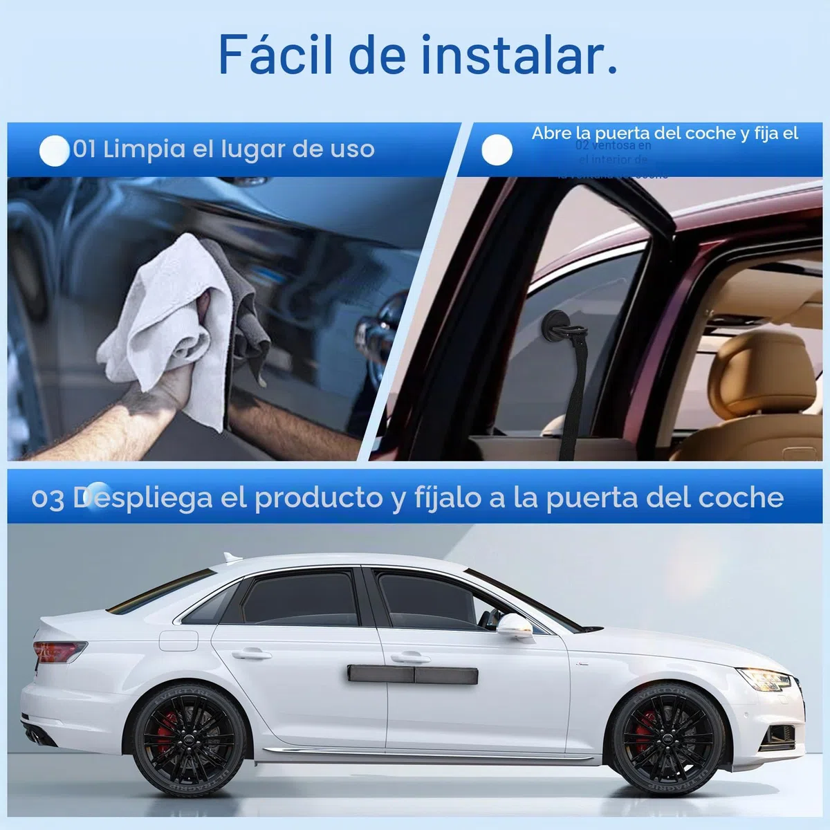 Hivexagon Protector magnético para Puerta de Coche, no Aluminio, Acolchado extraíble de Fibra de Carbono Suave, Evita arañazos y abolladuras (80 cm) (Gris)