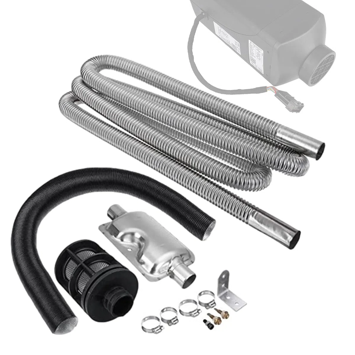 escape flexible - Kit escape reducción ruido,escape acero inoxidable Povanjer calentador aire estacionamiento escape