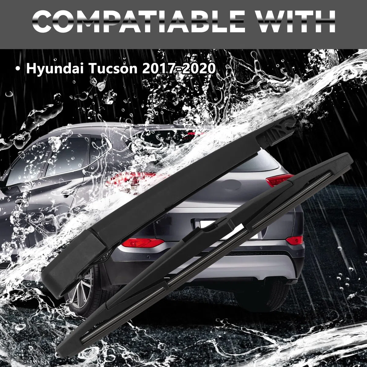 Limpiaparabrisas Trasero de Coche Reemplazo Compatible con Hyundai Tucson 2017-2020, Juego de Brazo y Hoja de Kit de limpiaparabrisas Trasero de Coche Impermeable