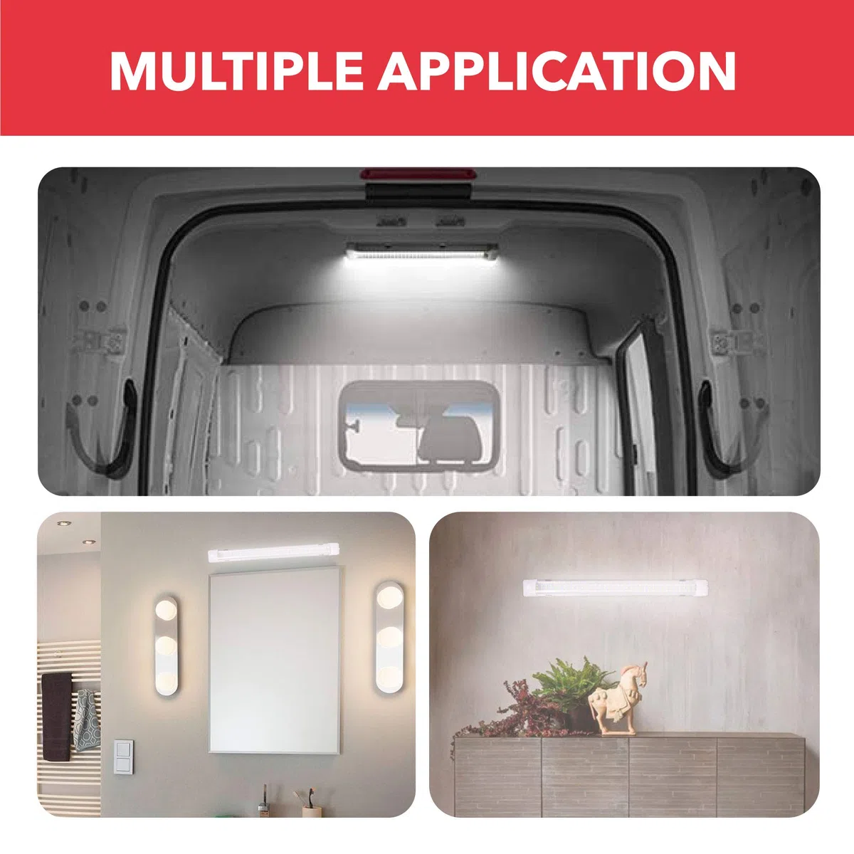 GADLANE Barra LED 12V - 24V Autocaravana, Camper, Barco, Cocina Luz Furgoneta Interior Luces Led 12v Interruptor Encendido/Apagado - 6000k - 34cm Longitud - Paquete De 2