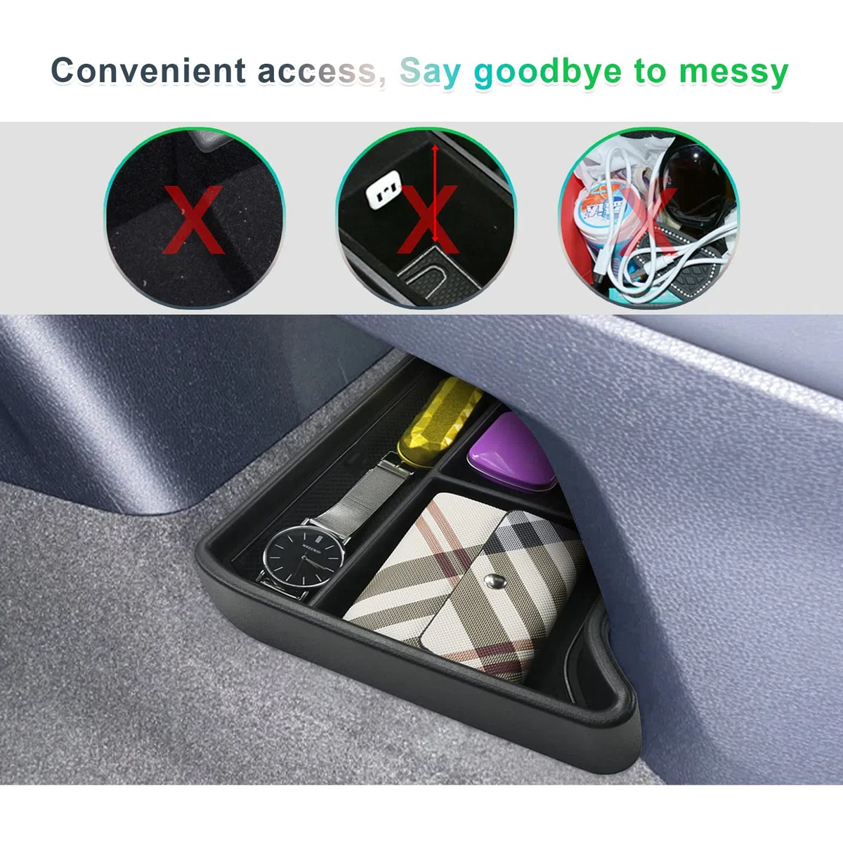 GAFAT Compatible con VW ID.4 2021-2025 2026 Caja de Almacenamiento para Consola Central, Organizador de la Guantera Inferior de Consola Central, ID4 Accesorios (Negro)