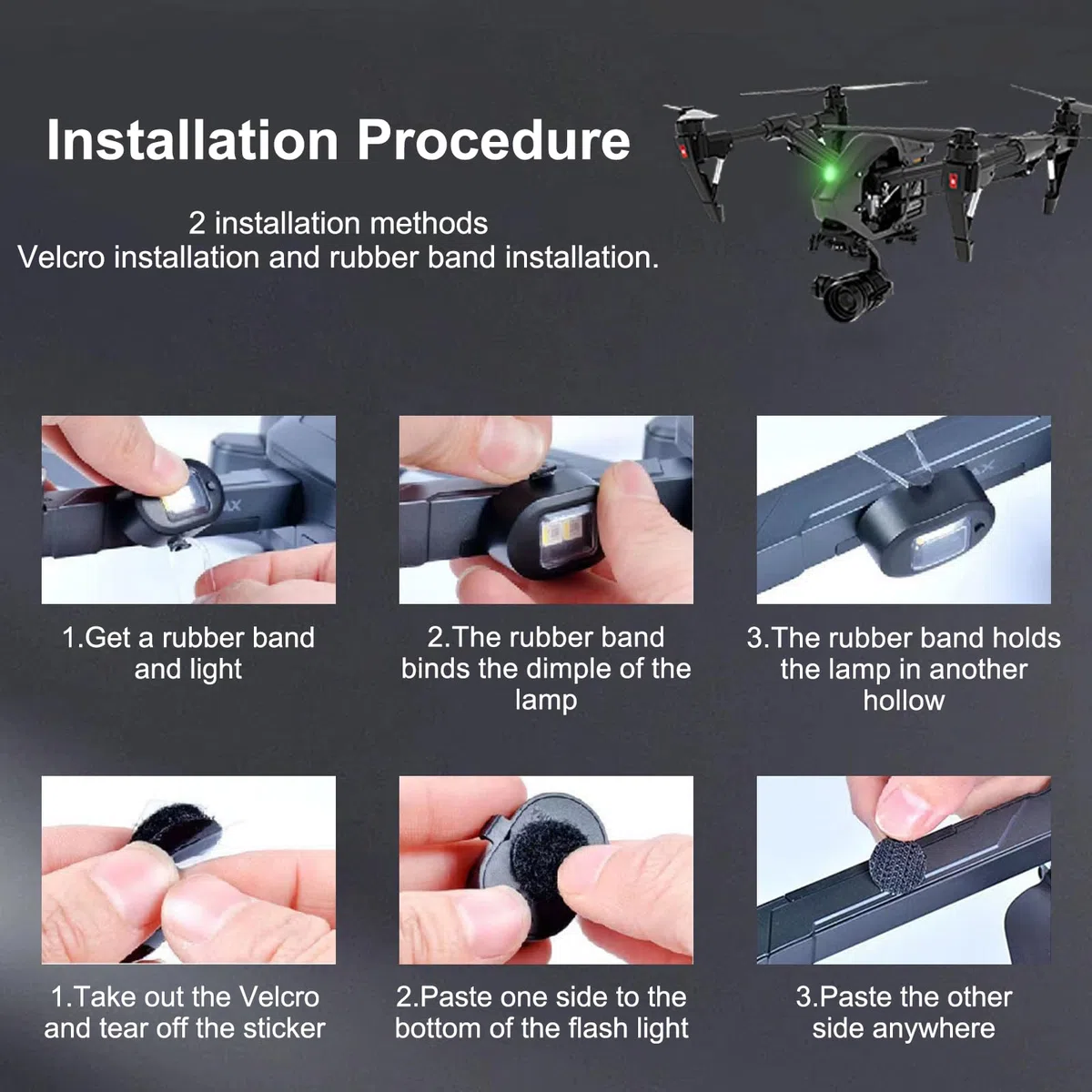6 Piezas Luces Estroboscópicas LED, 8 Colores Inalámbrico Lampada Stroboscopica LED Impermeable con Mando a Distancia, Carga USB, para dron, camión, Motocicleta y Bicicleta