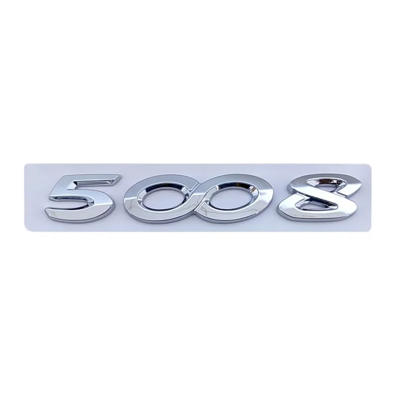 Calcomanía 3D ABS cromada negra for el maletero trasero del coche, emblema, insignia, letras, número, pegatina apta for Peugeot 2008 3008 4008 5008, accesorios(5008 Chrome)