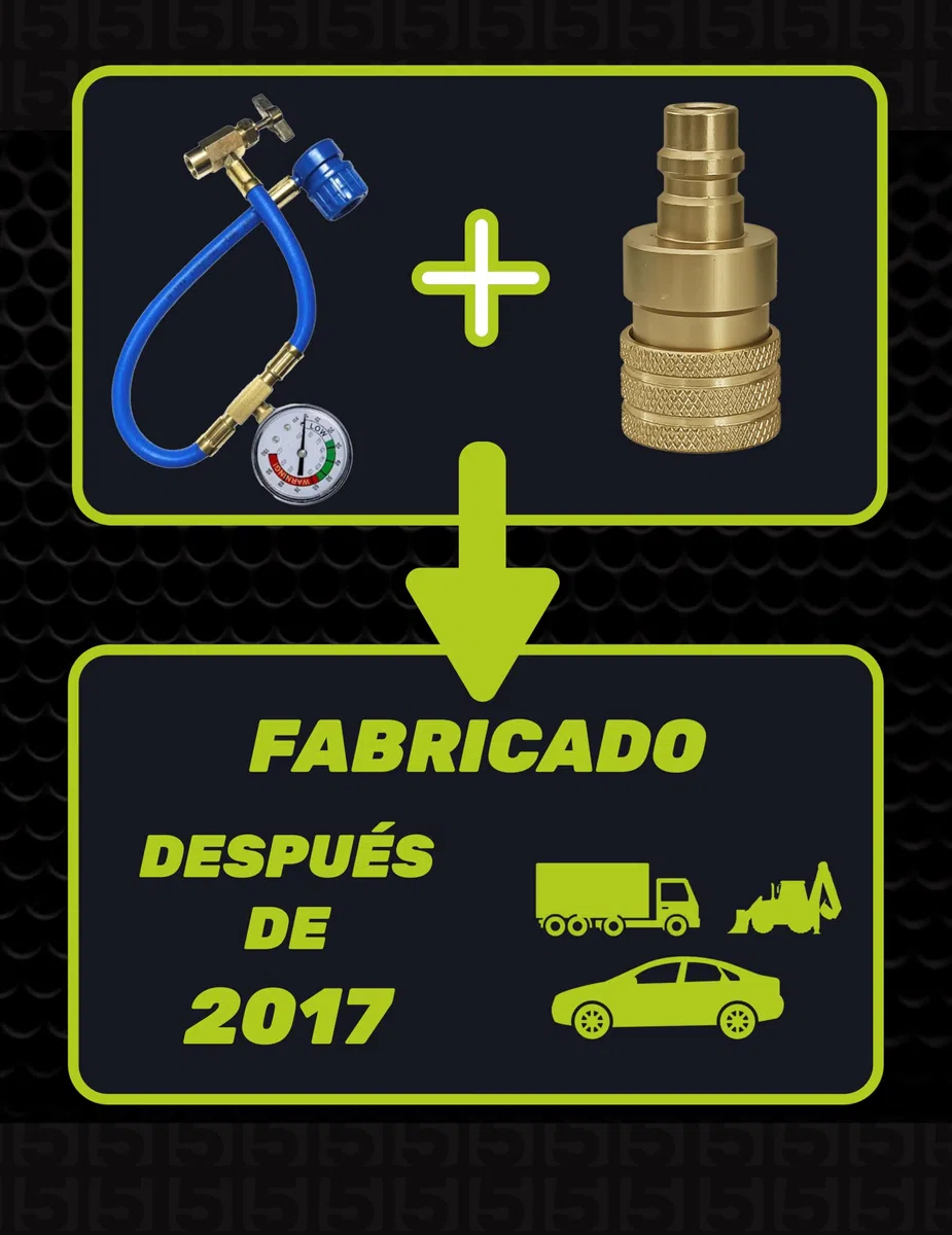 Manguera de presión con manómetro para autollenado del aire acondicionado del coche - Rosca tipo A 1/2-16