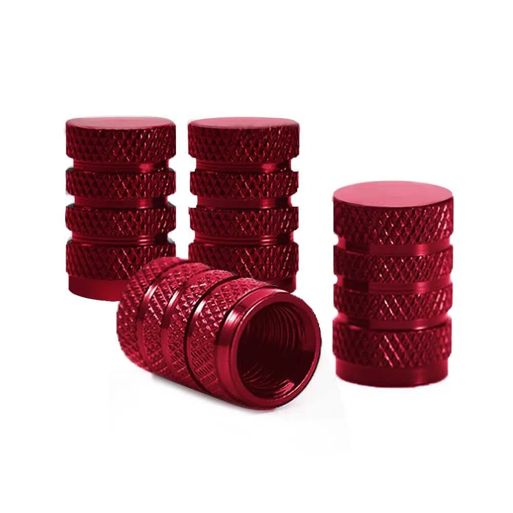 OcioDual 4 Tapones Metálicos Circular Color Rojo para Ruedas Válvulas Americana Coches Motos Motocicletas Tapón de Protección Neumaticos con Válvula Coche Moto Moticicleta