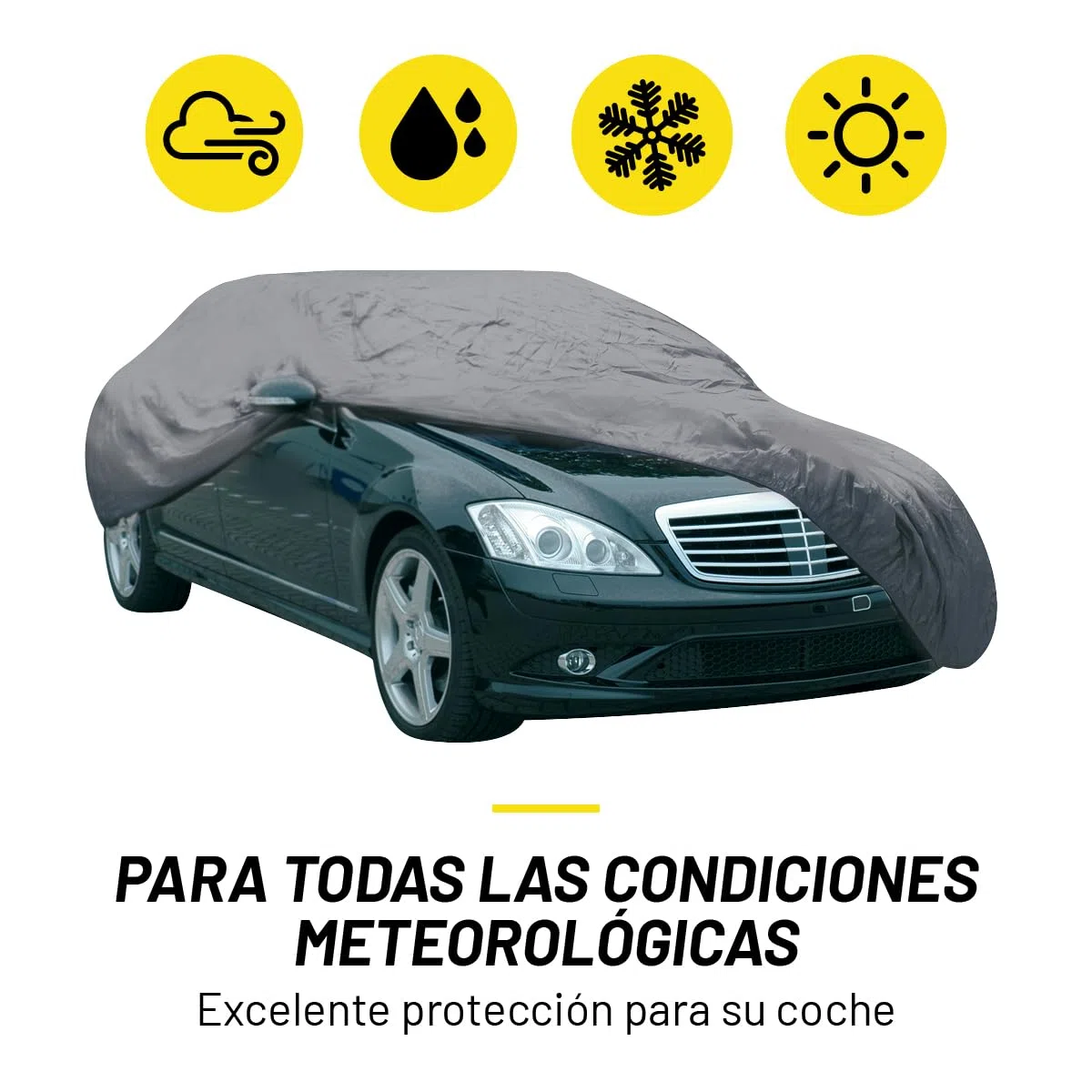 Dunlop Funda Coche XL - Funda Protectora para Coche Universal - Cubierta para Coche 534 x 178 x 120 cm - con Cordón Elástico y Anillos - Impermeable para Interior y Exterior - Gris